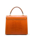 Leather signature Morgan bag, orange croc, back view