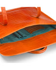 Leather music bag, orange croc, inside