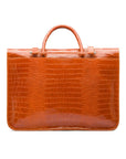 Leather music bag, orange croc, back