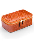Zip around jewellery case, orange croc, front