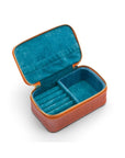 Zip around jewellery case, orange croc, open