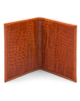 RFID leather credit card holder, orange croc, inside