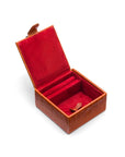 Compact leather jewellery box, orange croc, inside