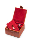 Compact leather jewellery box, orange croc, open
