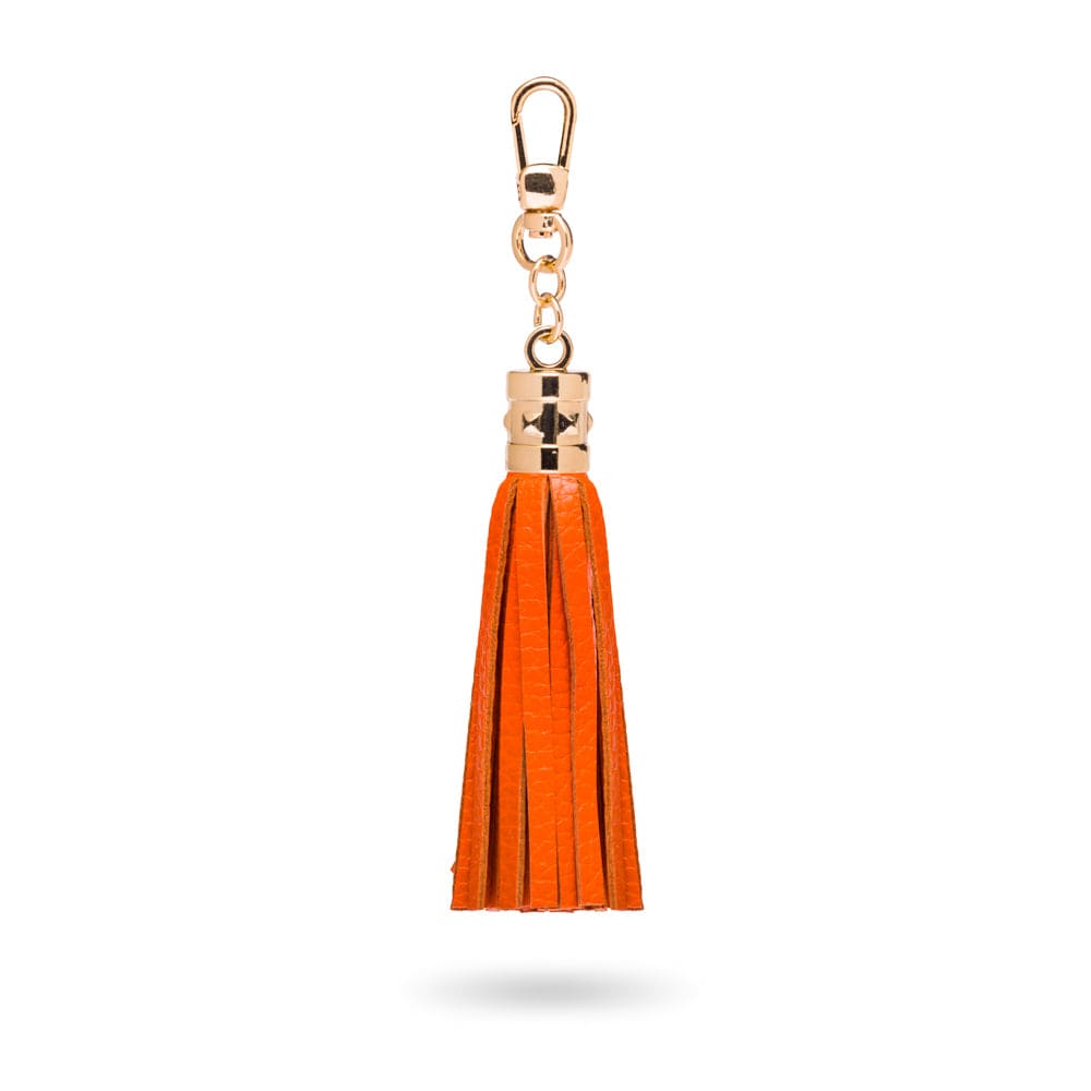 Decorative leather tassel, orange 2