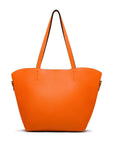 Leather tote bag, orange, front view