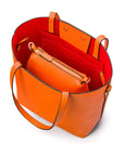 Leather tote bag, orange, inside view