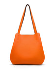Leather tote bag, orange, front view 2