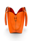 Leather tote bag, orange, side view