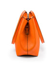 Leather tote bag, orange, side view 2
