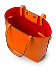 Leather tote bag, orange, open view 2