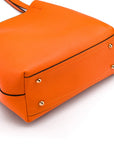Leather tote bag, orange, base view
