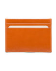 Flat leather credit card wallet 4 CC, orange, front