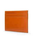 Flat leather credit card wallet 4 CC, orange, side