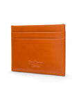 Flat leather credit card wallet 4 CC, orange, back