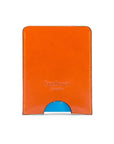 Flat magnetic leather money clip card holder, orange, back