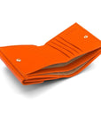 Women's leather purse with 6 cards and coins, orange, inside