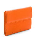 Women's leather purse with 6 cards and coins, orange, coin purse