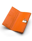 Orange Ladies Tall Leather Purse With Brass Clasp 8 CC