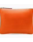Large leather makeup bag, orange, front view