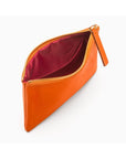 Large leather makeup bag, orange, inside view