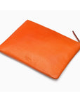 Large leather makeup bag, orange, back view