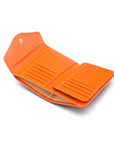 Large leather purse with 15 CC, orange, open