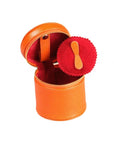 Orange Leather Cylindrical Jewellery Case