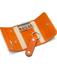 Key wallet with detachable key fob, orange, open