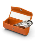 Leather lipstick case. orange, inside