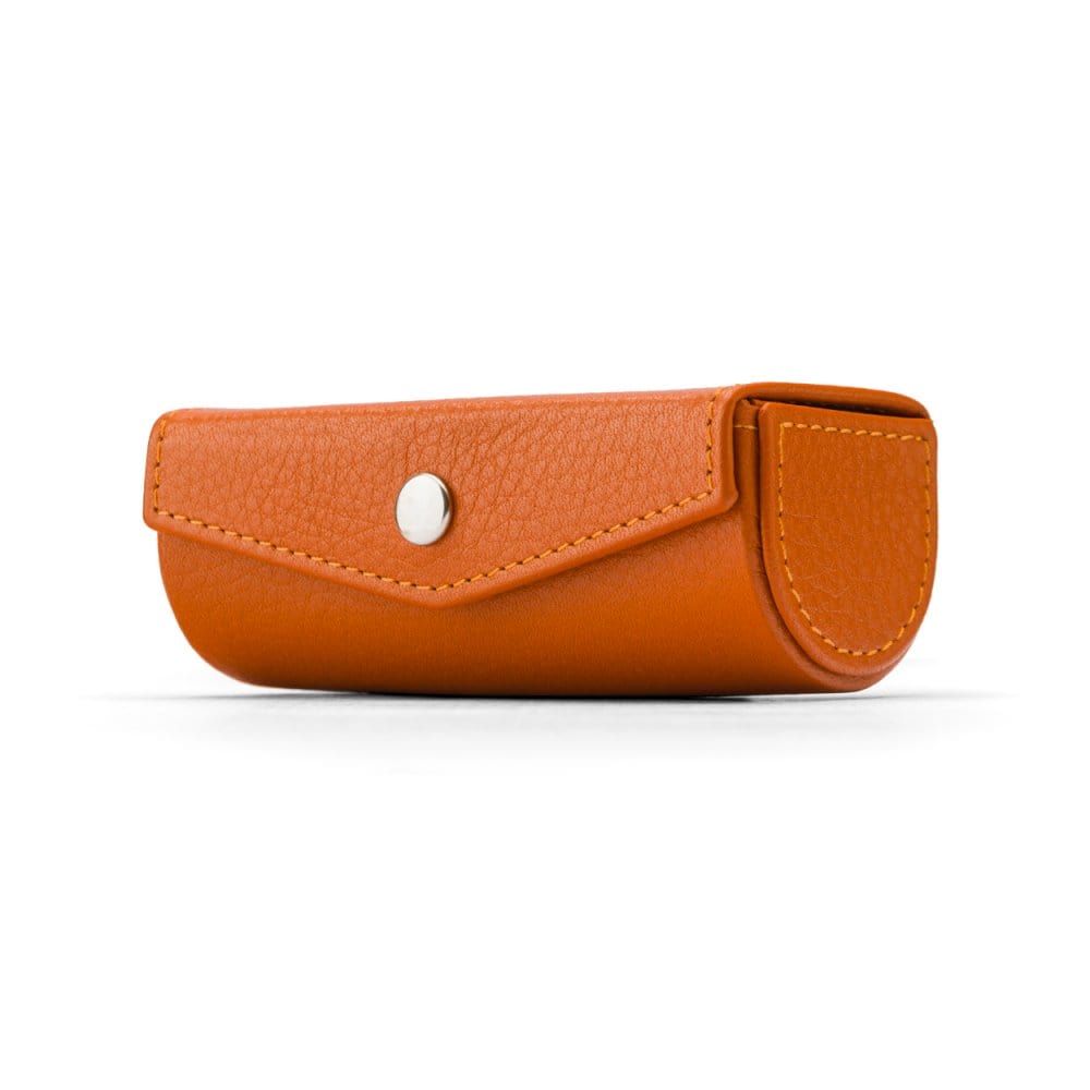 Leather lipstick case. orange, front