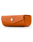 Leather lipstick case. orange, front