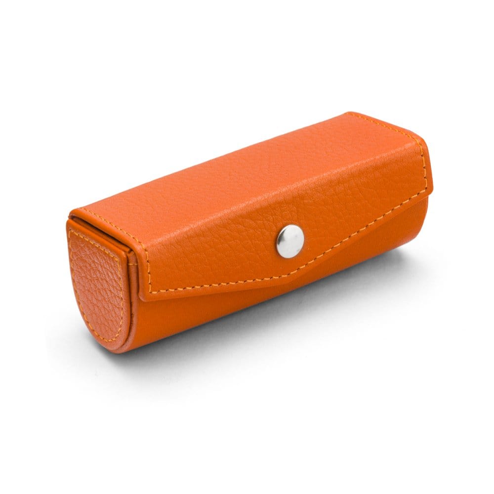 Leather lipstick case. orange, top