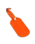 Leather luggage tag, orange, back