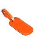 Leather luggage tag, orange, front