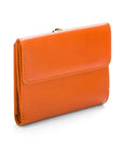 Leather purse with brass clasp, orange, back