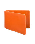 Leather travel card wallet, orange, front