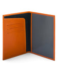 Luxury leather passport cover, orange, inside