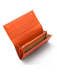 Leather Mayfair concertina purse, orange, inside