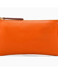Medium leather makeup bag, orange, front view