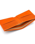 Men's leather billfold wallet, orange, inside
