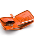 Men's leather zip wallet with coin purse, orange, inside