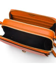 Compact crossbody bag, orange saffiano, inside