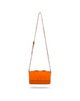 Compact crossbody bag, orange saffiano, shoulder strap