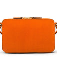 Compact crossbody bag, orange saffiano, back