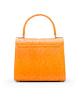 Mini ostrich leather Morgan Bag, top handle bag, orange, back