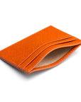 Flat leather credit card wallet 4 CC, orange saffiano, inside