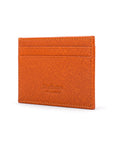 Flat leather credit card wallet 4 CC, orange saffiano, back