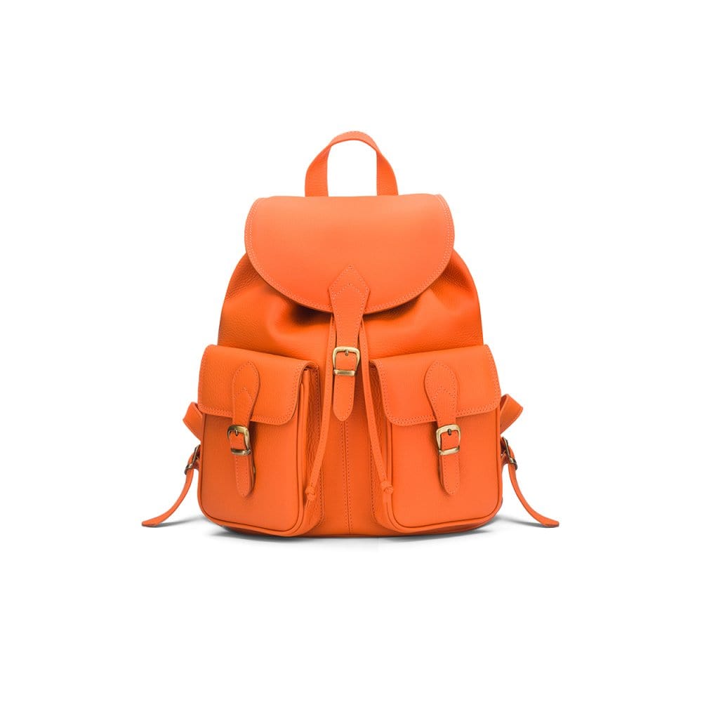 backpack faux leather uk Small Leather Backpack, Orange | Women's Backpacks