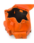 Small leather backpack, orange, inside